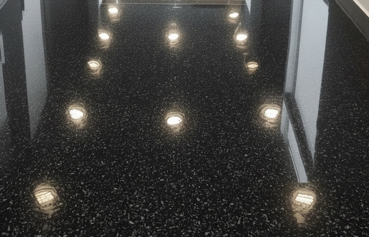 The finish stage of a resin floor pour
