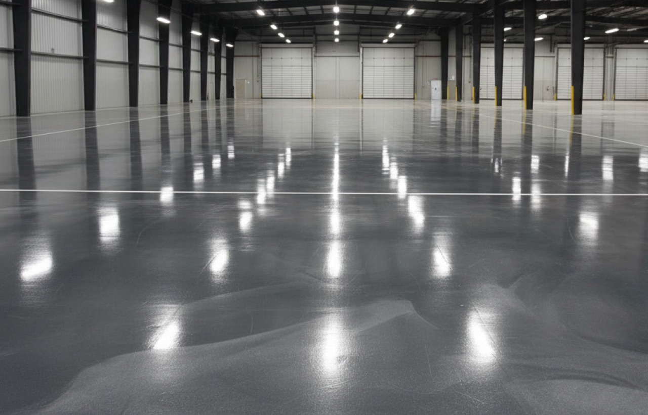 The resin stage of a resin floor pour